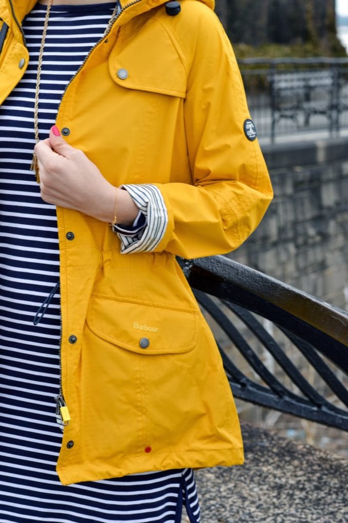 yellow barbour rain jacket