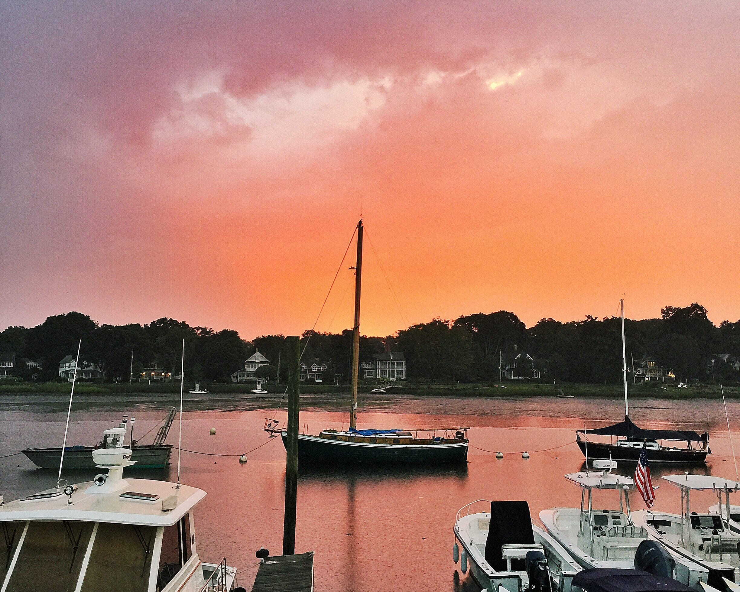 Pink sunset in Rowayton Connecticut