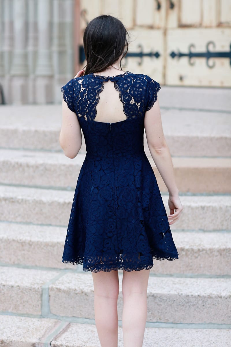 Navy fit and flare dress