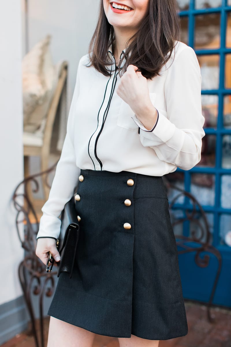 Black Skirt with Gold Buttons