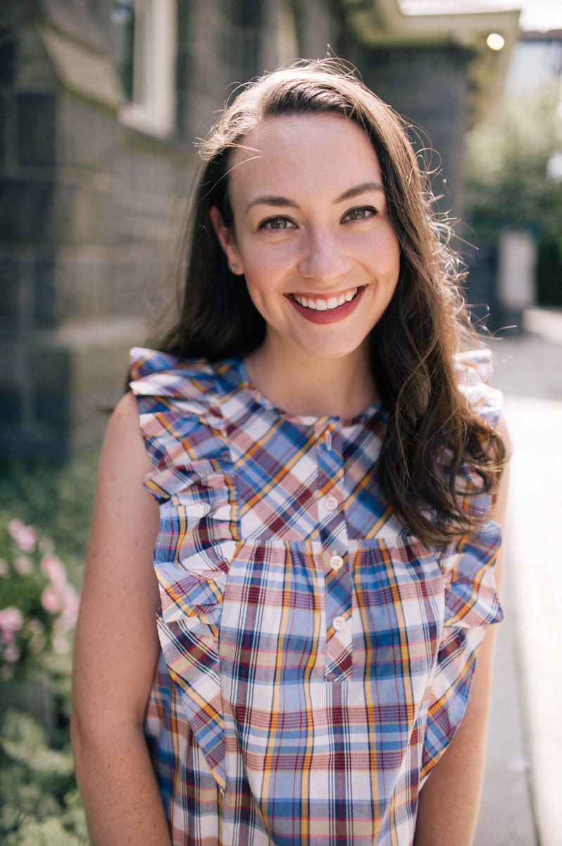 Ruffle top in vintage plaid