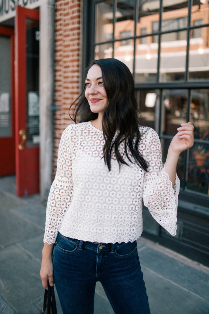 CARLY Eyelet Bell Sleeve Top