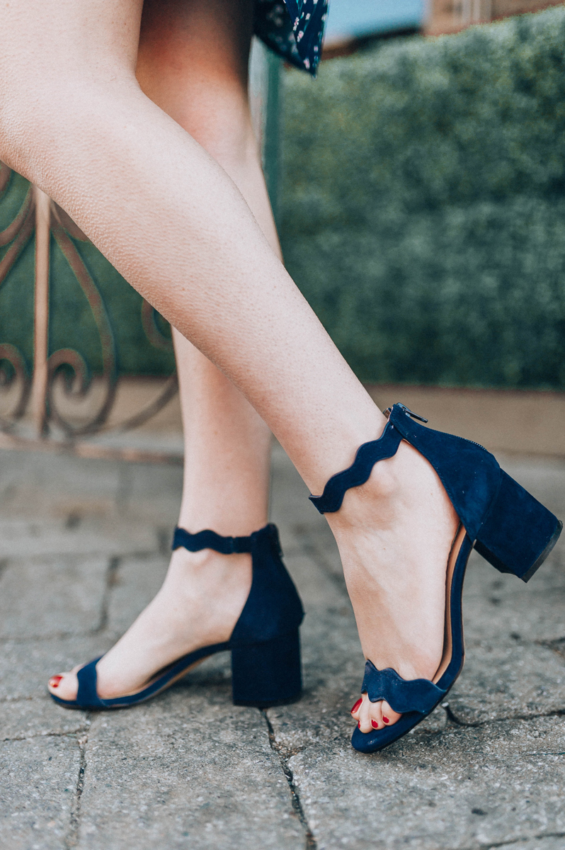 Navy Scalloped Sandals