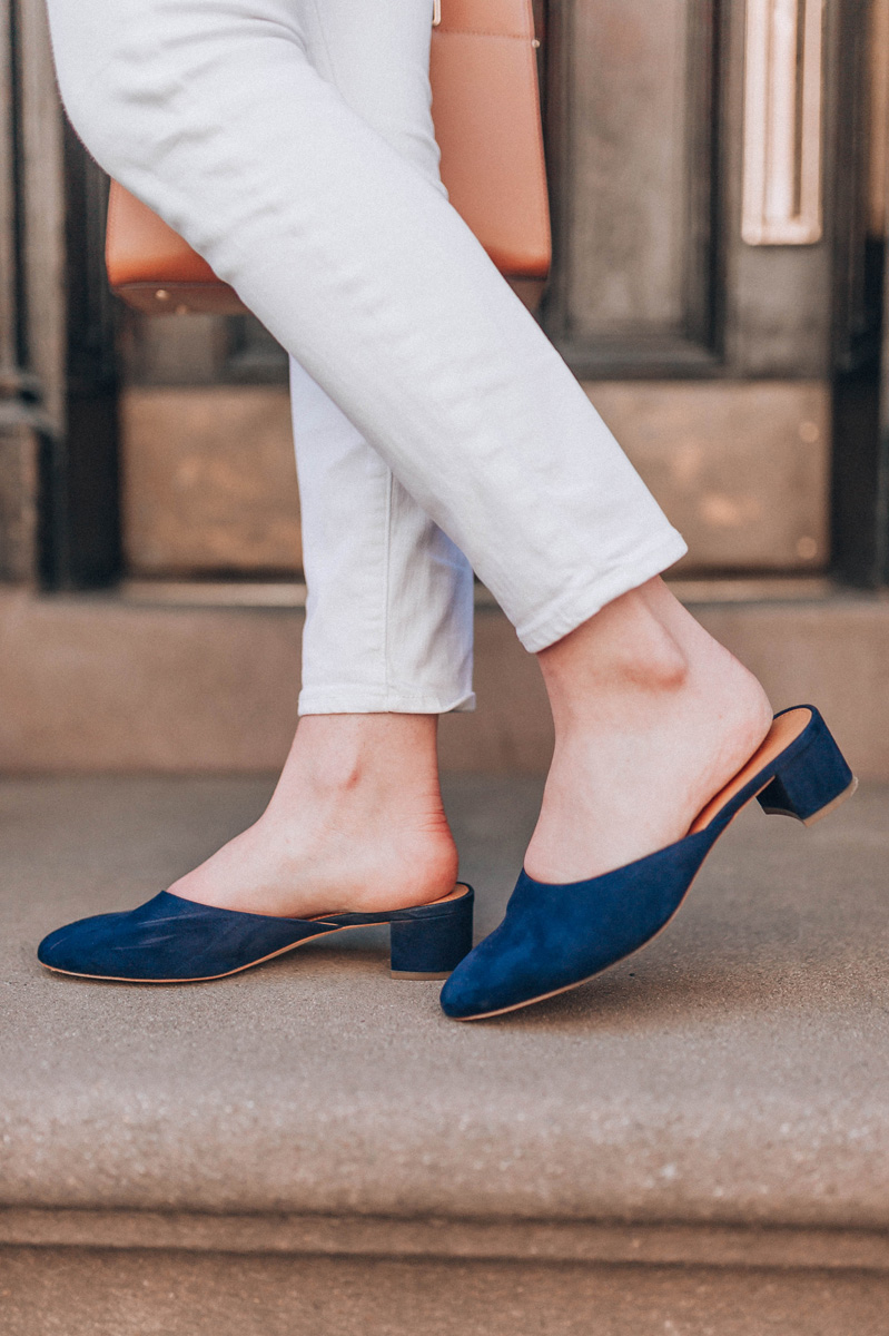 Navy Suede Mules