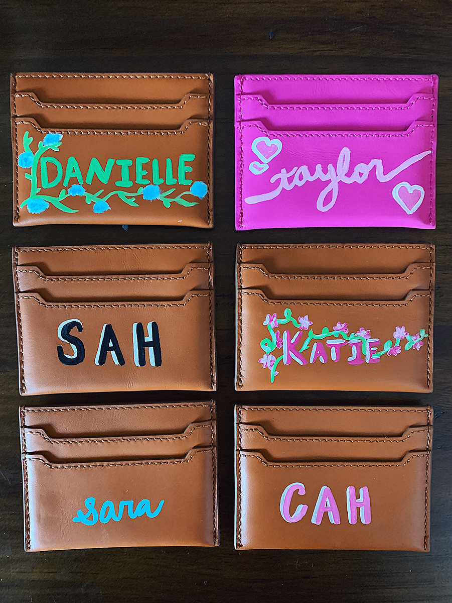 DIY Painted Monogrammed Leather Card Cases