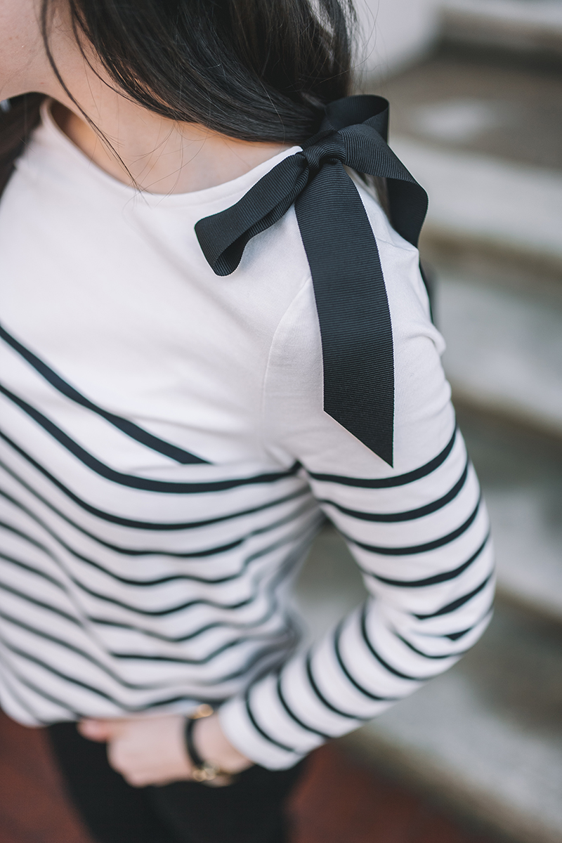 Striped Shirt with Grosgrain Bow