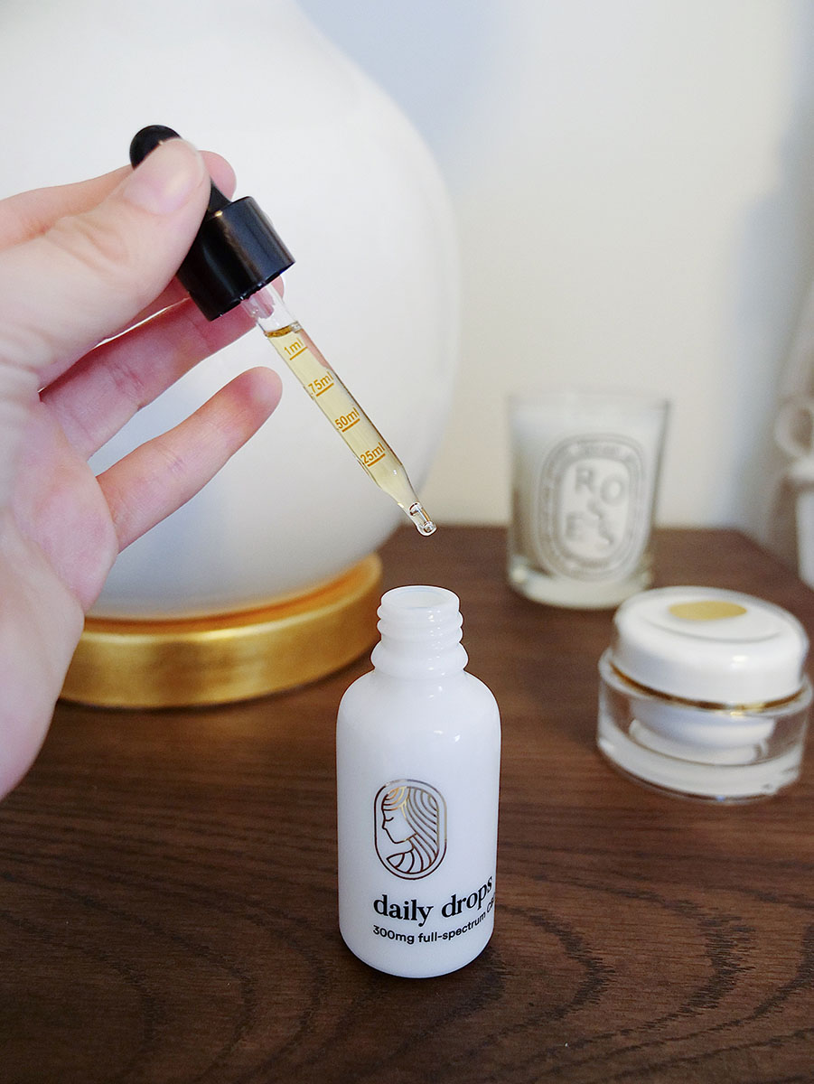 A bottle of Equilibria CBD oil daily drops