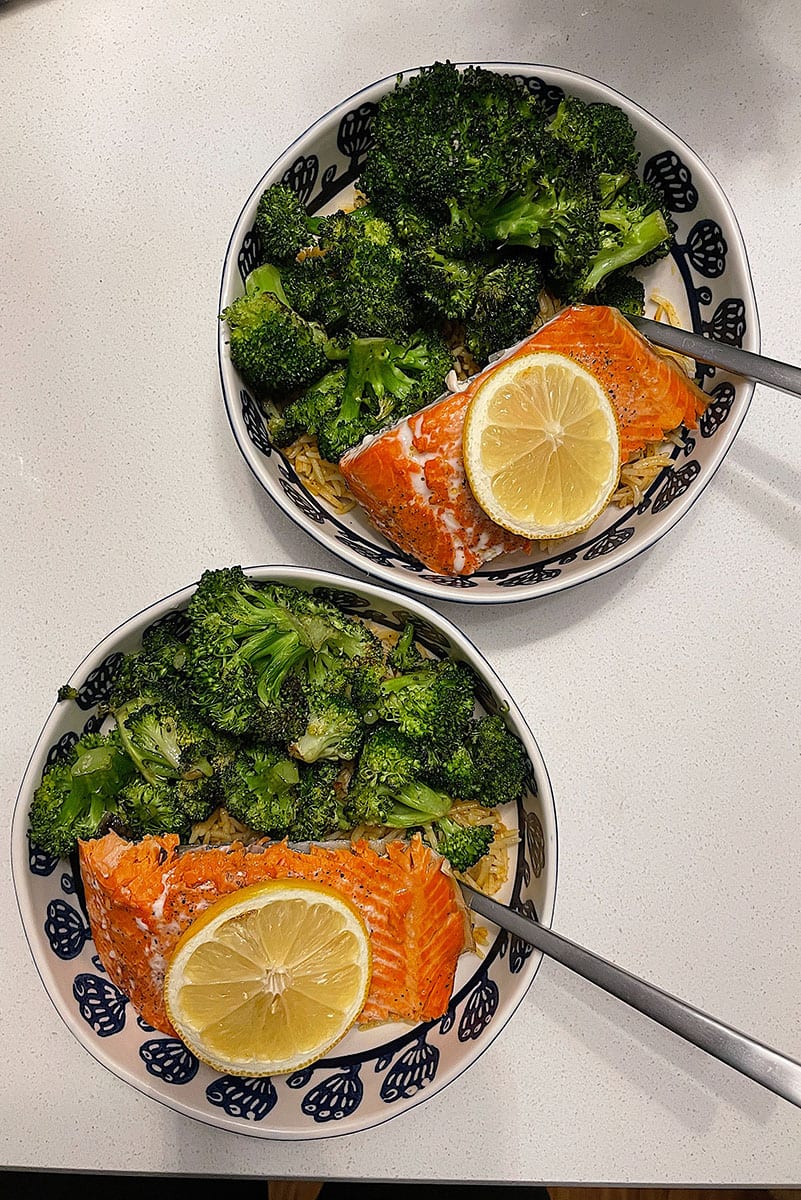 fresh salmon with broccoli