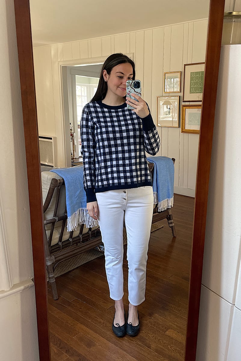 black and white checkered sweater