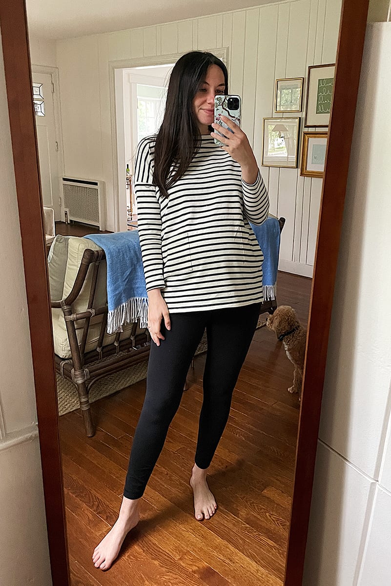 striped shirt and leggings | WEEK OF OUTFITS 6.1.21