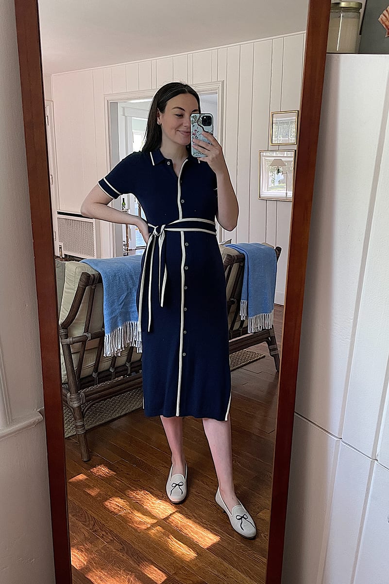 white and navy dress | WEEK OF OUTFITS 5.18.21