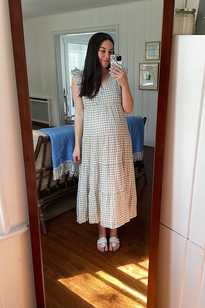 gingham tiered dress | WEEK OF OUTFITS 6.22.21