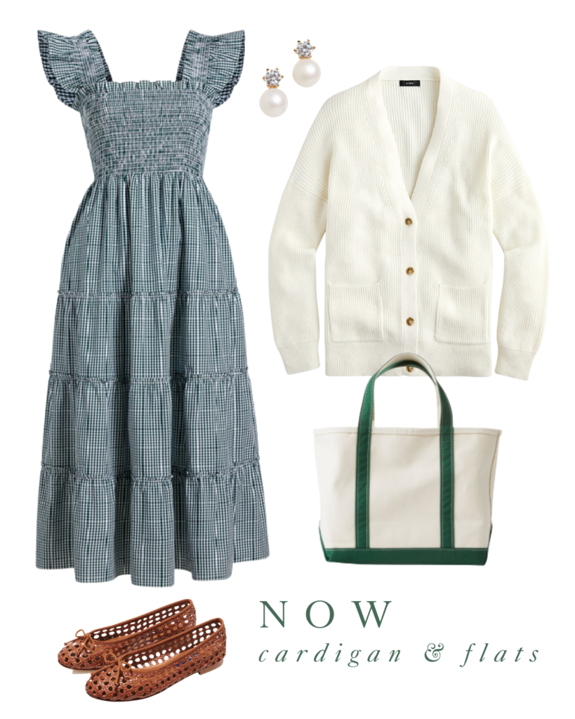 CARLY THE EMERALD GINGHAM NAP DRESS: NOW AND LATER