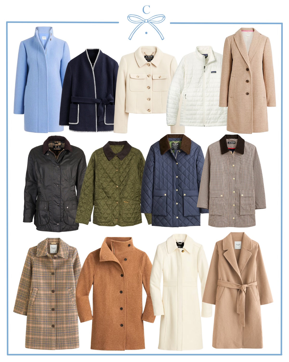 best coats for women 2023 from j.crew, j.crew factory, barbour, boden, and abercrombie
