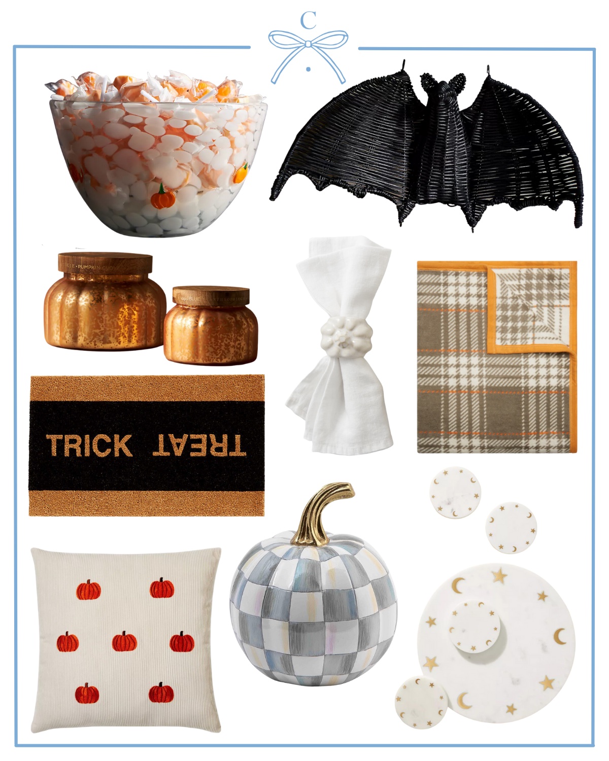cute halloween decor from anthropologie, pottery barn, chappywrap, mackenzie-childs, target, and williams sonoma