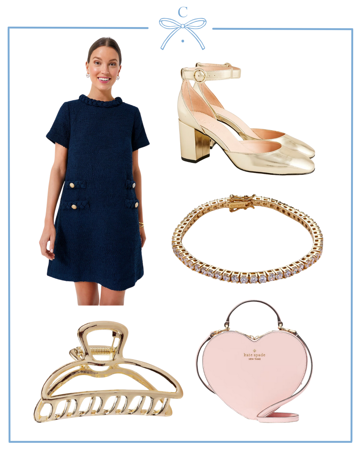 Valentine's Day outfit from Tuckernuck, J.Crew, Dorsey, Kate Spade, and Kitsch