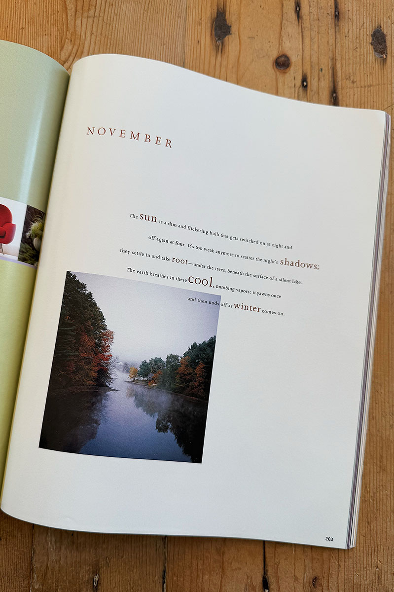 A poem about November in an issue of Martha Stewart Living