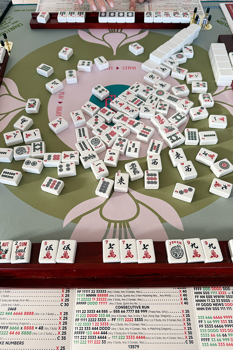 Mahjong tiles on a table