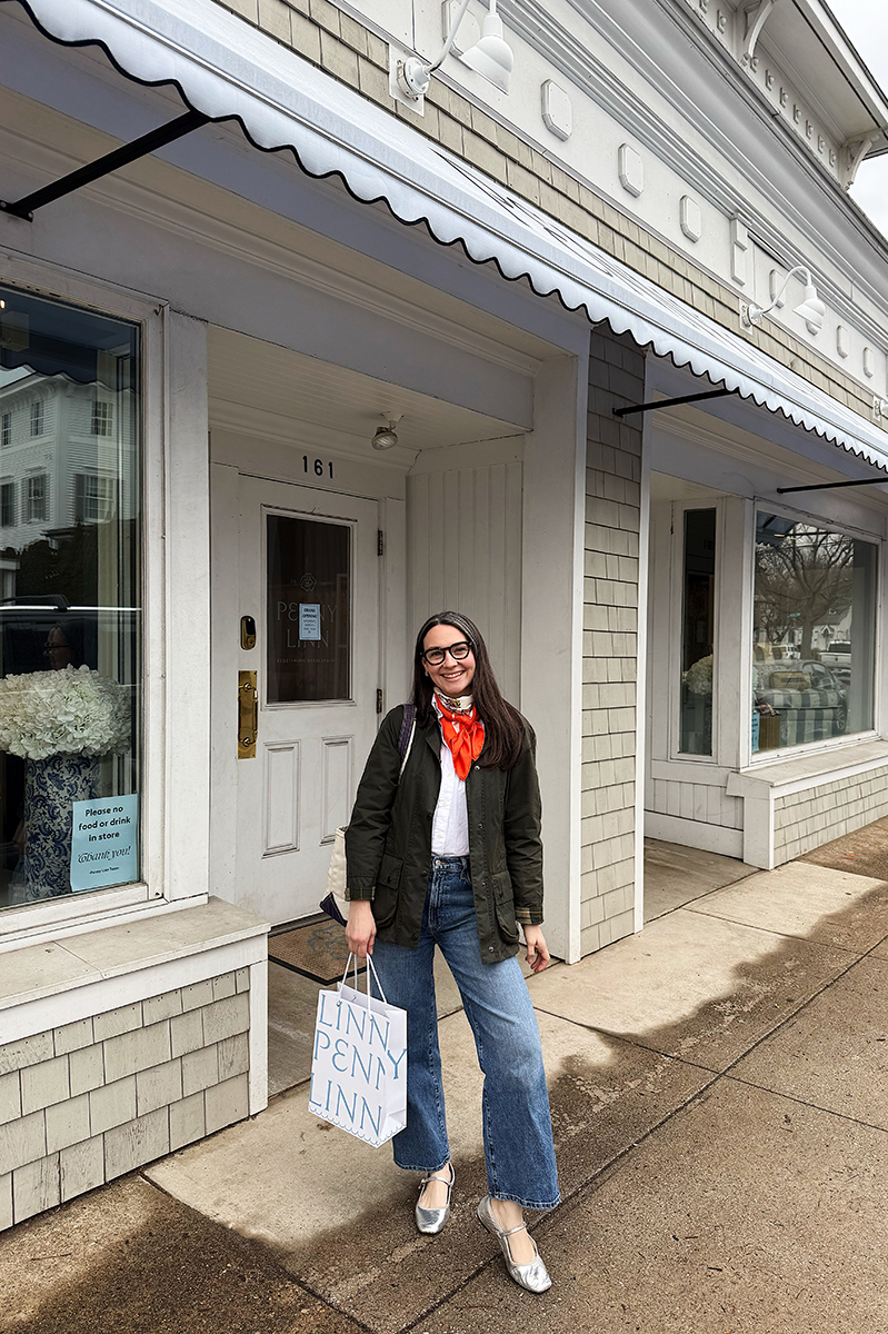 Carly Riordan standing outside of the new Penny Linn flagship!